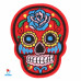 Antsiuvas medžiaginis Skull Red; 7.5x5.5cm
