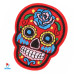 Antsiuvas medžiaginis Skull Red; 7.5x5.5cm
