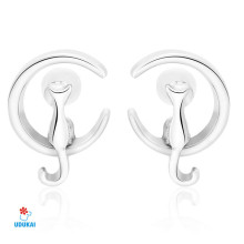 Auskarai Moon Kitty Silver; 2vnt