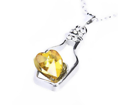 Kaklo pakabukas Buteliukas Geltonas; 28x14mm