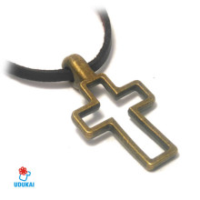 Kaklo pakabukas Kryžius bronzos spalvos; 38x20mm