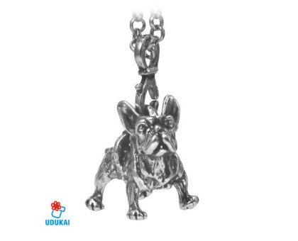 Kaklo pakabukas Prancūzų buldogas sidabrinis; 25x30mm