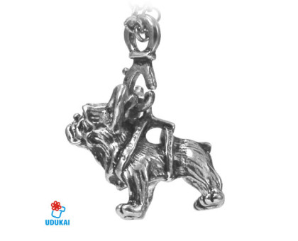 Kaklo pakabukas Prancūzų buldogas sidabrinis; 25x30mm