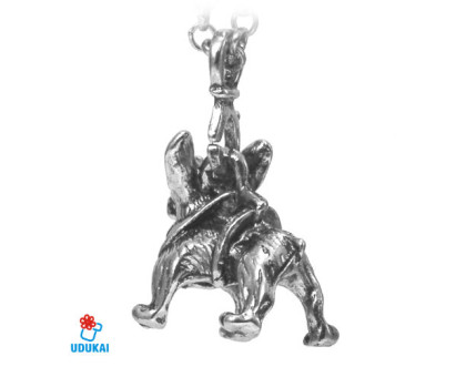 Kaklo pakabukas Prancūzų buldogas sidabrinis; 25x30mm