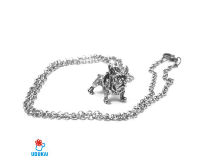 Kaklo pakabukas Prancūzų buldogas sidabrinis; 25x30mm