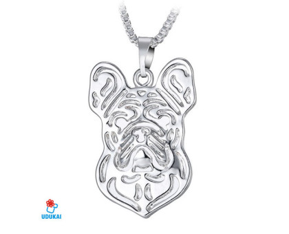 Kaklo pakabukas sidabrinis Buldogas 2D; 23x15mm