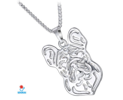 Kaklo pakabukas sidabrinis Buldogas 2D; 23x15mm