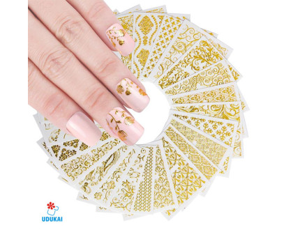 Lipdukai nagams Auksinis 3D ornamentas 301; 6x5cm