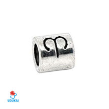 Karoliukas metalinis tunelis zodiako ženklas Avinas; 8x11mm