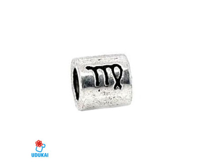 Karoliukas metalinis tunelis zodiako ženklas Mergelė; 8x11mm