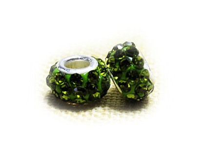 Karoliukas Colour Kristal G su žaliais kristalais; 5/13mm