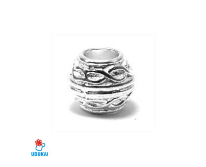 Karoliukas metalinis sidabruotas Tunelis 09522; 4.6/10mm