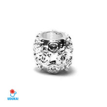 Karoliukas metalinis sidabruotas Tunelis 09935; 4.6/9x10mm