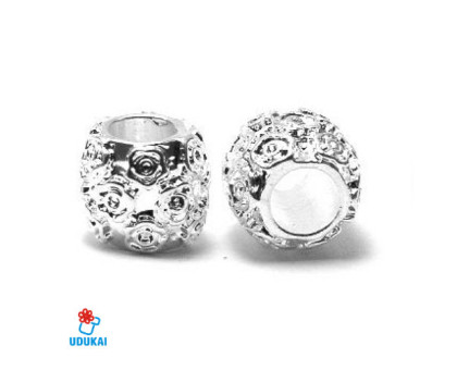 Karoliukas metalinis sidabruotas Tunelis 09935; 4.6/9x10mm