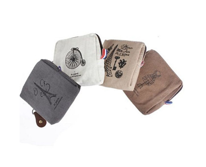 Medžiaginė piniginė Paryžius balta; 7x9cm