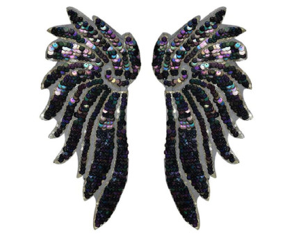 Antsiuvas prisiuvamas Sparnai Black Rainbow; 14x33cm