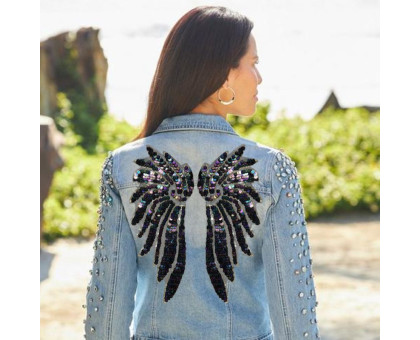 Antsiuvas prisiuvamas Sparnai Black Rainbow; 14x33cm