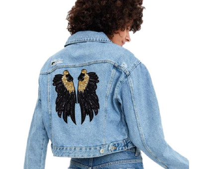 Antsiuvas prisiuvamas Sparnai Black Gold; 19x23cm