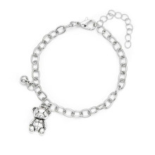 Apyrankė Meškiukas su širdele sidabro spalvos; 16-21cm