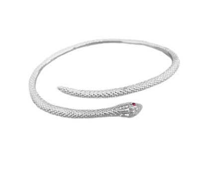 Apyrankė Gyvatė raudonom akytėm sidabro spalvos; pritaikomo dydžio