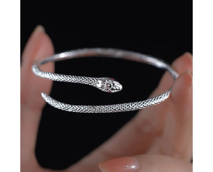 Apyrankė Gyvatė raudonom akytėm sidabro spalvos; pritaikomo dydžio