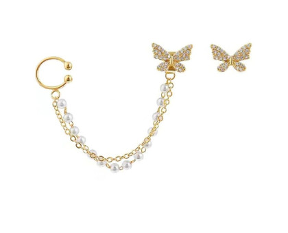 Auskarai Romantic Butterfly Gold; 2vnt