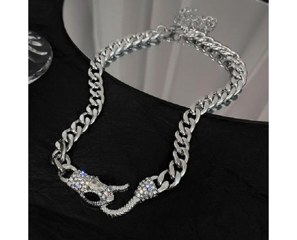 Grandinė kaklo papuošalas Gyvatė Silver sidabro spalvos; 34-41cm