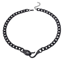 Grandinė kaklo papuošalas Gyvatė Black juodos spalvos; 34-41cm