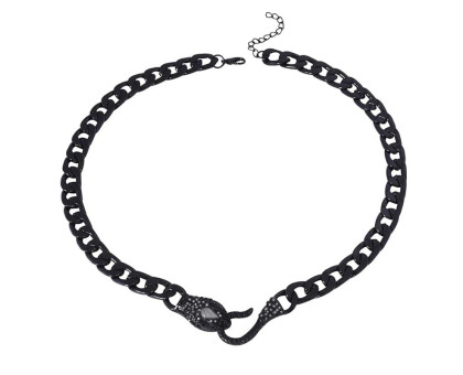 Grandinė kaklo papuošalas Gyvatė Black juodos spalvos; 34-41cm