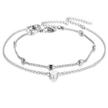 Kojos papuošalas grandinėlės Mini Heart Plus Silver; 2x29cm