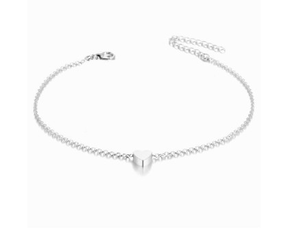 Kojos papuošalas grandinėlė Mini Heart Silver; 29cm