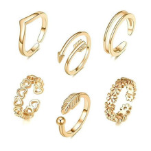 Žiedas kojos pirštų Summer Sand gold 02, 6vnt; 12-16 pritaikomo dydžio