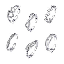 Žiedas kojos pirštų Summer Sand silver 01, 6vnt; 12-16 pritaikomo dydžio