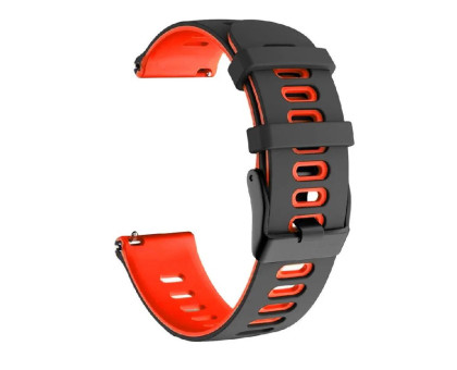 Laikrodžio dirželis Silico Black Red; 22mm