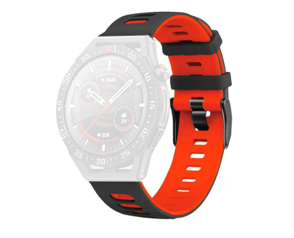 Laikrodžio dirželis Silico Black Red; 22mm