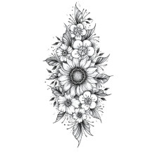 Laikina tatuiruotė Gėlės 094; 19x9cm