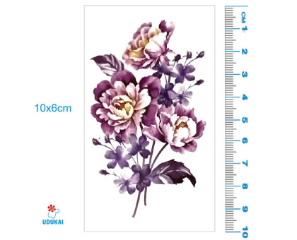 Laikina tatuiruotė Gėlės 004; 10x6cm