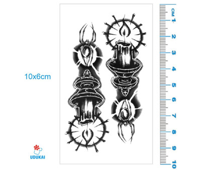 Laikina tatuiruotė Žvakės su voru 083; 10x6cm