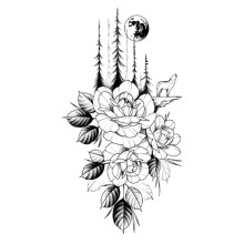 Laikina tatuiruotė Vilkas ir mėnulis 129; 21x12cm