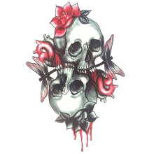 Laikina tatuiruotė Kaukolės 8172; 19x12cm