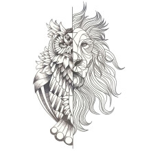 Laikina tatuiruotė Liūtas ir Pėlėda 8268; 19x12cm