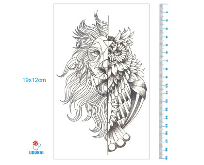 Laikina tatuiruotė Liūtas ir Pėlėda 8268; 19x12cm
