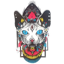 Laikina tatuiruotė Katinas 8351; 19x12cm