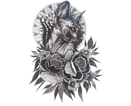 Laikina tatuiruotė Katinas 8364; 19x12cm