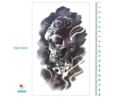 Laikina tatuiruotė Kaukolė 8370; 19x12cm