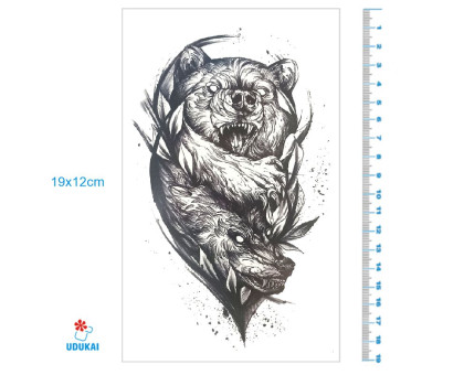 Laikina tatuiruotė Lokys ir vilkas 8389; 19x12cm