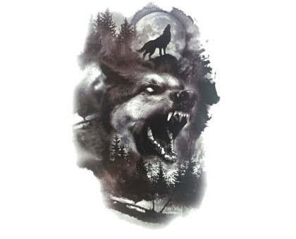 Laikina tatuiruotė Vilkas 8391; 19x12cm