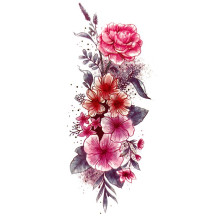 Laikina tatuiruotė Gėlės 82040; 10x6cm