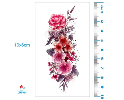 Laikina tatuiruotė Gėlės 82040; 10x6cm
