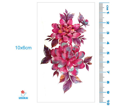 Laikina tatuiruotė Gėlės 82045; 10x6cm